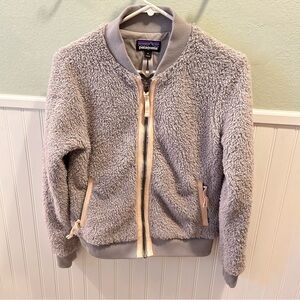 Patagonia Women's Los Gatos Bomber Jacket Deep Pile Drifter Gray Fleece Sz Small